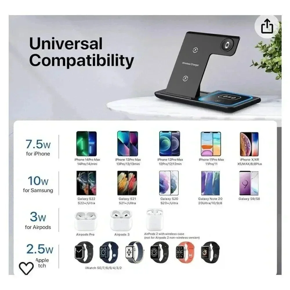 3‎ in 1 Wireless Charging Station For iPhone Apple Watch & Airpods Pro Tested
